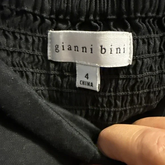 Gianni‎ Bini Women's 4 Dress Wrap Linen Blend Belt Spaghetti Straps Black EUC - Picture 7 of 8